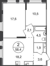 2-BD Apartment Sale, 58.4 sq. m. at Pervyi Moskovskiy, ulitsa Bianki, 1, Moskovskiy, Moscow, Russia #2 2-BD Apartment Sale, 58.4 sq. m. at Pervyi Moskovskiy, ulitsa Bianki, 1, Moskovskiy, Moscow, Russia #2