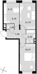 3-BD Apartment Sale, 58.33 sq. m. at Dvizhenie. Govorovo, Центральная улица, 47, деревня Говорово, поселение Московский, Москва, Россия #3