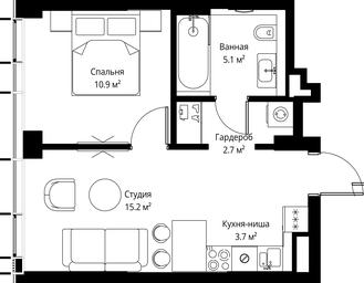 1-BD Apartment Sale, 37.6 sq. m. at Symphony 34, 2nd Khutorskaya Street, 38А, Moscow, Russia #3 1-BD Apartment Sale, 37.6 sq. m. at Symphony 34, 2nd Khutorskaya Street, 38А, Moscow, Russia #3