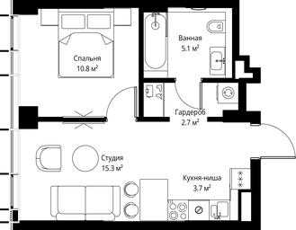 1-BD Apartment Sale, 37.6 sq. m. at Symphony 34, 2nd Khutorskaya Street, 38А, Moscow, Russia #3