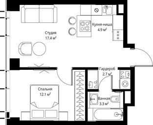 1-BD Apartment Sale, 40.4平方米 at Symphony 34, 2nd Khutorskaya Street, 38А, Moscow, Russia #3