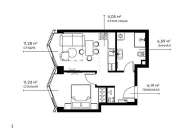 1-BD Apartment Sale, 39.6 sq. m. at Symphony 34, 2nd Khutorskaya Street, 38А, Moscow, Russia #2