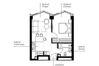 1-BD Apartment Sale, 40 sq. m. at Symphony 34, 2nd Khutorskaya Street, 38А, Moscow, Russia #2 1-BD Apartment Sale, 40 sq. m. at Symphony 34, 2nd Khutorskaya Street, 38А, Moscow, Russia #2