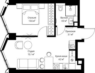 1-BD Apartment Sale, 40 sq. m. at Symphony 34, 2nd Khutorskaya Street, 38А, Moscow, Russia #3 1-BD Apartment Sale, 40 sq. m. at Symphony 34, 2nd Khutorskaya Street, 38А, Moscow, Russia #3