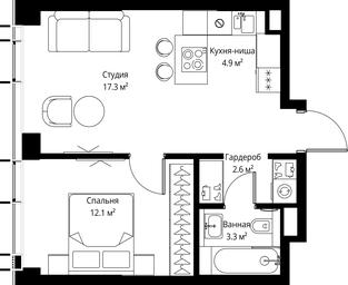 1-BD Apartment Sale, 40.2平方米 at Symphony 34, 2nd Khutorskaya Street, 38А, Moscow, Russia #3 1-BD Apartment Sale, 40.2平方米 at Symphony 34, 2nd Khutorskaya Street, 38А, Moscow, Russia #3