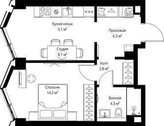 1-BD Apartment Sale, 40.8 sq. m. at Symphony 34, 2nd Khutorskaya Street, 38А, Moscow, Russia #3 1-BD Apartment Sale, 40.8 sq. m. at Symphony 34, 2nd Khutorskaya Street, 38А, Moscow, Russia #3