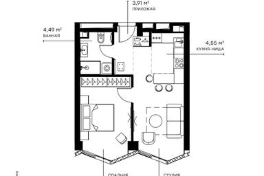 1-BD Apartment Sale, 42.9平方米 at Symphony 34, 2nd Khutorskaya Street, 38А, Moscow, Russia #2 1-BD Apartment Sale, 42.9平方米 at Symphony 34, 2nd Khutorskaya Street, 38А, Moscow, Russia #2