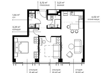 2-BD Apartment Sale, 58.7 sq. m. at Symphony 34, 2nd Khutorskaya Street, 38А, Moscow, Russia #2 2-BD Apartment Sale, 58.7 sq. m. at Symphony 34, 2nd Khutorskaya Street, 38А, Moscow, Russia #2