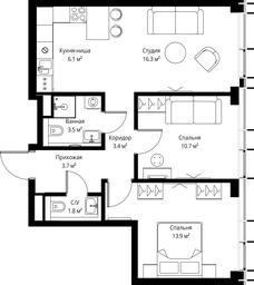 Продажа 2-комн. квартиры, 59,4 м² в ЖК «Симфони 34 (Symphony 34)», 2-я Хуторская улица, 38А, Москва, Россия #3 Продажа 2-комн. квартиры, 59,4 м² в ЖК «Симфони 34 (Symphony 34)», 2-я Хуторская улица, 38А, Москва, Россия #3