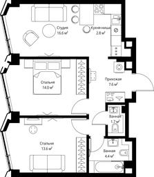2-BD Apartment Sale, 60.7 sq. m. at Symphony 34, 2nd Khutorskaya Street, 38А, Moscow, Russia #3 2-BD Apartment Sale, 60.7 sq. m. at Symphony 34, 2nd Khutorskaya Street, 38А, Moscow, Russia #3