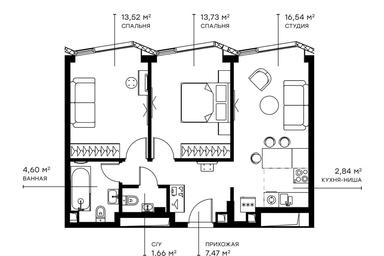2-BD Apartment Sale, 61.4 sq. m. at Symphony 34, 2nd Khutorskaya Street, 38А, Moscow, Russia #2 2-BD Apartment Sale, 61.4 sq. m. at Symphony 34, 2nd Khutorskaya Street, 38А, Moscow, Russia #2