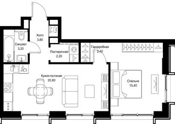 1-BD Apartment Sale, 47.8 sq. m. at Multikvartal CITYZEN, Vishnyovaya Street, Moscow, Russia #2 1-BD Apartment Sale, 47.8 sq. m. at Multikvartal CITYZEN, Vishnyovaya Street, Moscow, Russia #2