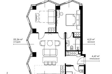 2-BD Apartment Sale, 69.8 sq. m. at Symphony 34, 2nd Khutorskaya Street, 38А, Moscow, Russia #2 2-BD Apartment Sale, 69.8 sq. m. at Symphony 34, 2nd Khutorskaya Street, 38А, Moscow, Russia #2