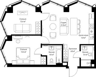 2-BD Apartment Sale, 68.4 sq. m. at Symphony 34, 2nd Khutorskaya Street, 38А, Moscow, Russia #3 2-BD Apartment Sale, 68.4 sq. m. at Symphony 34, 2nd Khutorskaya Street, 38А, Moscow, Russia #3