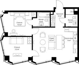 2-BD Apartment Sale, 68.9 sq. m. at Symphony 34, 2nd Khutorskaya Street, 38А, Moscow, Russia #4
