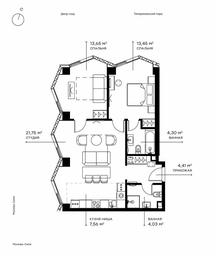 2-BD Apartment Sale, 68.9 sq. m. at Symphony 34, 2nd Khutorskaya Street, 38А, Moscow, Russia #3 2-BD Apartment Sale, 68.9 sq. m. at Symphony 34, 2nd Khutorskaya Street, 38А, Moscow, Russia #3