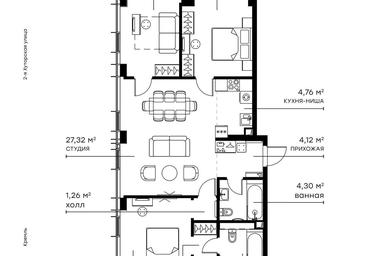 3-BD Apartment Sale, 86.2 sq. m. at Symphony 34, 2nd Khutorskaya Street, 38А, Moscow, Russia #2 3-BD Apartment Sale, 86.2 sq. m. at Symphony 34, 2nd Khutorskaya Street, 38А, Moscow, Russia #2