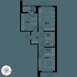 2-BD Apartment Sale, 59.4平方米 at Pervy Donskoj, zhiloy mikrorayon Sapronovo, derevnya Sapronovo, Leninskiy City District, Moscow Region, Russia #3 2-BD Apartment Sale, 59.4平方米 at Pervy Donskoj, zhiloy mikrorayon Sapronovo, derevnya Sapronovo, Leninskiy City District, Moscow Region, Russia #3
