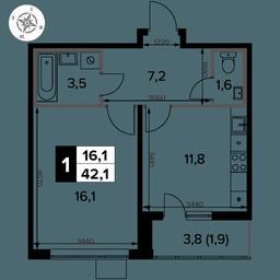 1-BD Apartment Sale, 42.1平方米 at Pervy Donskoj, zhiloy mikrorayon Sapronovo, derevnya Sapronovo, Leninskiy City District, Moscow Region, Russia #2 1-BD Apartment Sale, 42.1平方米 at Pervy Donskoj, zhiloy mikrorayon Sapronovo, derevnya Sapronovo, Leninskiy City District, Moscow Region, Russia #2