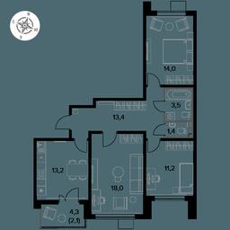 3-BD Apartment Sale, 76.8平方米 at Pervy Donskoj, zhiloy mikrorayon Sapronovo, derevnya Sapronovo, Leninskiy City District, Moscow Region, Russia #3 3-BD Apartment Sale, 76.8平方米 at Pervy Donskoj, zhiloy mikrorayon Sapronovo, derevnya Sapronovo, Leninskiy City District, Moscow Region, Russia #3
