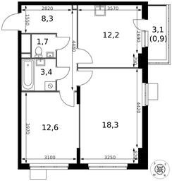 2-BD Apartment Sale, 57.4平方米 at Pervy Donskoj, zhiloy mikrorayon Sapronovo, derevnya Sapronovo, Leninskiy City District, Moscow Region, Russia #4