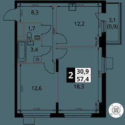2-BD Apartment Sale, 57.4平方米 at Pervy Donskoj, zhiloy mikrorayon Sapronovo, derevnya Sapronovo, Leninskiy City District, Moscow Region, Russia #2 2-BD Apartment Sale, 57.4平方米 at Pervy Donskoj, zhiloy mikrorayon Sapronovo, derevnya Sapronovo, Leninskiy City District, Moscow Region, Russia #2
