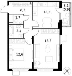 2-BD Apartment Sale, 57.4平方米 at Pervy Donskoj, zhiloy mikrorayon Sapronovo, derevnya Sapronovo, Leninskiy City District, Moscow Region, Russia #3 2-BD Apartment Sale, 57.4平方米 at Pervy Donskoj, zhiloy mikrorayon Sapronovo, derevnya Sapronovo, Leninskiy City District, Moscow Region, Russia #3