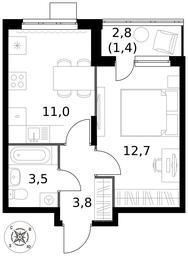 1-BD Apartment Sale, 32.4平方米 at Pervy Donskoj, zhiloy mikrorayon Sapronovo, derevnya Sapronovo, Leninskiy City District, Moscow Region, Russia #3 1-BD Apartment Sale, 32.4平方米 at Pervy Donskoj, zhiloy mikrorayon Sapronovo, derevnya Sapronovo, Leninskiy City District, Moscow Region, Russia #3