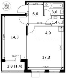 Продажа 2-комн. квартиры, 49,5 м² в ЖК «Первый Донской», жилой микрорайон Сапроново, деревня Сапроново, Ленинский городской округ, Московская область, Россия #4