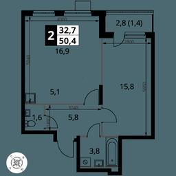 Продажа 2-комн. квартиры, 50,4 м² в ЖК «Первый Донской», жилой микрорайон Сапроново, деревня Сапроново, Ленинский городской округ, Московская область, Россия #2