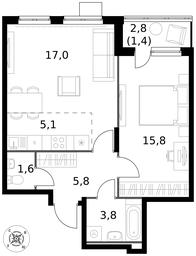 2-BD Apartment Sale, 50.5平方米 at Pervy Donskoj, zhiloy mikrorayon Sapronovo, derevnya Sapronovo, Leninskiy City District, Moscow Region, Russia #3 2-BD Apartment Sale, 50.5平方米 at Pervy Donskoj, zhiloy mikrorayon Sapronovo, derevnya Sapronovo, Leninskiy City District, Moscow Region, Russia #3