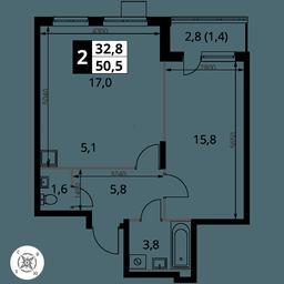 2-BD Apartment Sale, 50.5平方米 at Pervy Donskoj, zhiloy mikrorayon Sapronovo, derevnya Sapronovo, Leninskiy City District, Moscow Region, Russia #2 2-BD Apartment Sale, 50.5平方米 at Pervy Donskoj, zhiloy mikrorayon Sapronovo, derevnya Sapronovo, Leninskiy City District, Moscow Region, Russia #2