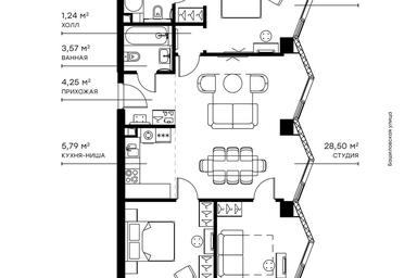 3-BD Apartment Sale, 90 sq. m. at Symphony 34, 2nd Khutorskaya Street, 38А, Moscow, Russia #2