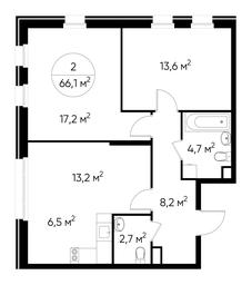 3-BD Apartment Sale, 66.1 sq. m. at Peredelkino Blizhnee, Korneya Chukovskogo Street, 1, Vnukovskoye Settlement, Moscow, Russia #3 3-BD Apartment Sale, 66.1 sq. m. at Peredelkino Blizhnee, Korneya Chukovskogo Street, 1, Vnukovskoye Settlement, Moscow, Russia #3