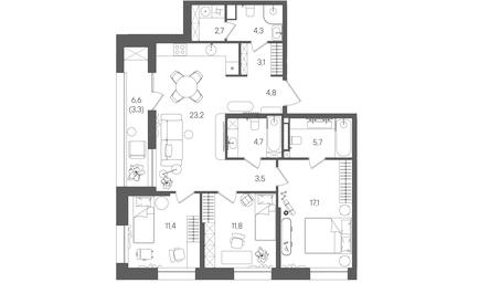 3-BD Apartment Sale, 95.6平方米 at Rise, ZhK Stoun Rays, Lefortovo District, Yugo-Vostochniy Administrative Okrug, Moscow, Russia #3 3-BD Apartment Sale, 95.6平方米 at Rise, ZhK Stoun Rays, Lefortovo District, Yugo-Vostochniy Administrative Okrug, Moscow, Russia #3
