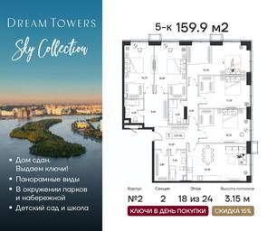 4-BD Apartment Sale, 159.9 sq. m. at Dream Towers (Drim Tauers), Andropova Avenue, вл9/1, Moscow, Russia #2 4-BD Apartment Sale, 159.9 sq. m. at Dream Towers (Drim Tauers), Andropova Avenue, вл9/1, Moscow, Russia #2