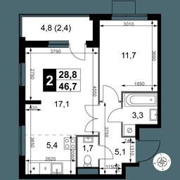 2-BD Apartment Sale, 46.7 sq. m. at 1 Izmajlovskij, Montazhnaya Street, 8с13, Moscow, Russia #2 2-BD Apartment Sale, 46.7 sq. m. at 1 Izmajlovskij, Montazhnaya Street, 8с13, Moscow, Russia #2