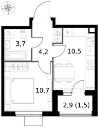 1-BD Apartment Sale, 30.6 sq. m. at 1 Izmajlovskij, Montazhnaya Street, 8с13, Moscow, Russia #3