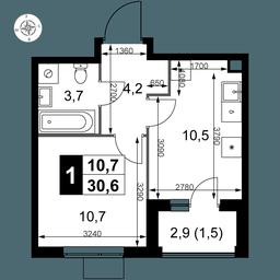 1-BD Apartment Sale, 30.6 sq. m. at 1 Izmajlovskij, Montazhnaya Street, 8с13, Moscow, Russia #2
