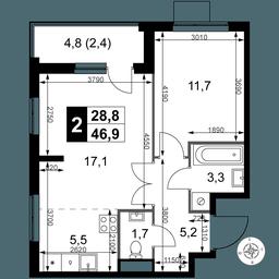 2-BD Apartment Sale, 46.9 sq. m. at 1 Izmajlovskij, Montazhnaya Street, 8с13, Moscow, Russia #2 2-BD Apartment Sale, 46.9 sq. m. at 1 Izmajlovskij, Montazhnaya Street, 8с13, Moscow, Russia #2