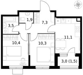 2-BD Apartment Sale, 46 sq. m. at 1 Izmajlovskij, Montazhnaya Street, 8с13, Moscow, Russia #3 2-BD Apartment Sale, 46 sq. m. at 1 Izmajlovskij, Montazhnaya Street, 8с13, Moscow, Russia #3