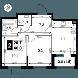 2-BD Apartment Sale, 46 sq. m. at 1 Izmajlovskij, Montazhnaya Street, 8с13, Moscow, Russia #2 2-BD Apartment Sale, 46 sq. m. at 1 Izmajlovskij, Montazhnaya Street, 8с13, Moscow, Russia #2