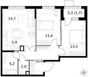 3-BD Apartment Sale, 66.4 sq. m. at 1 Izmajlovskij, Montazhnaya Street, 8с13, Moscow, Russia #3 3-BD Apartment Sale, 66.4 sq. m. at 1 Izmajlovskij, Montazhnaya Street, 8с13, Moscow, Russia #3