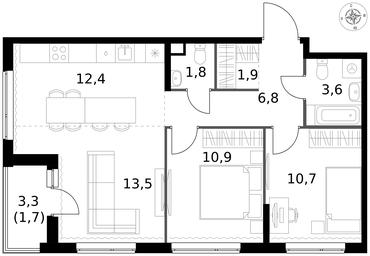 3-BD Apartment Sale, 63.3 sq. m. at 1 Izmajlovskij, Montazhnaya Street, 8с13, Moscow, Russia #3 3-BD Apartment Sale, 63.3 sq. m. at 1 Izmajlovskij, Montazhnaya Street, 8с13, Moscow, Russia #3