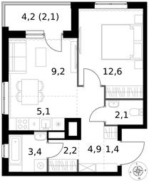 2-BD Apartment Sale, 43 sq. m. at 1 Izmajlovskij, Montazhnaya Street, 8с13, Moscow, Russia #3