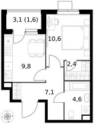 1-BD Apartment Sale, 36.1平方米 at 1 Izmajlovskij, Montazhnaya Street, 8с13, Moscow, Russia #3 1-BD Apartment Sale, 36.1平方米 at 1 Izmajlovskij, Montazhnaya Street, 8с13, Moscow, Russia #3