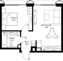 1-BD Apartment Sale, 40.4平方米 at Multikvartal CITYZEN, Vishnyovaya Street, Moscow, Russia #2
