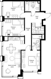 3-BD Apartment Sale, 75 sq. m. at Multikvartal CITYZEN, Vishnyovaya Street, Moscow, Russia #3
