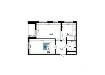1-BD Apartment Sale, 46.7 sq. m. at Mikrorayon 6 6A, 6A mikrorayon, Odintsovo, Moscow Region, Russia #2