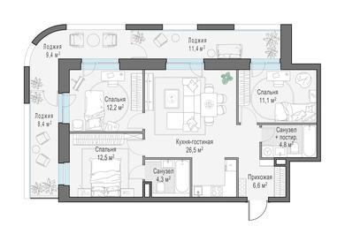 2-BD Apartment Sale, 92.9平方米 at Foriver, Simonovskaya Embankment, 3к1, Moscow, Russia #2 2-BD Apartment Sale, 92.9平方米 at Foriver, Simonovskaya Embankment, 3к1, Moscow, Russia #2